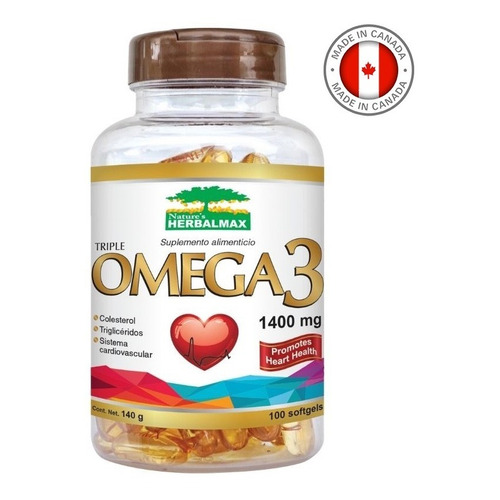 Omega 3 Fish Oil 1400 Mg 100 Softgels Capsulas