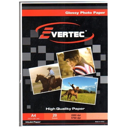 Evertec Papel Fotografico Glossy 230g 100 Hojas Color Blanco