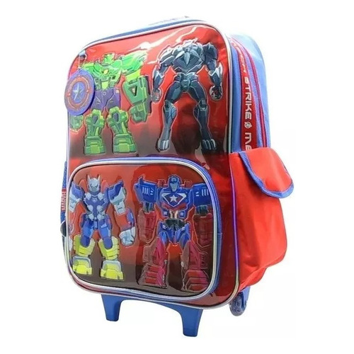 Mochila Carrito Avengers Transformer 18´´ Escolar Cresko Color Rojo