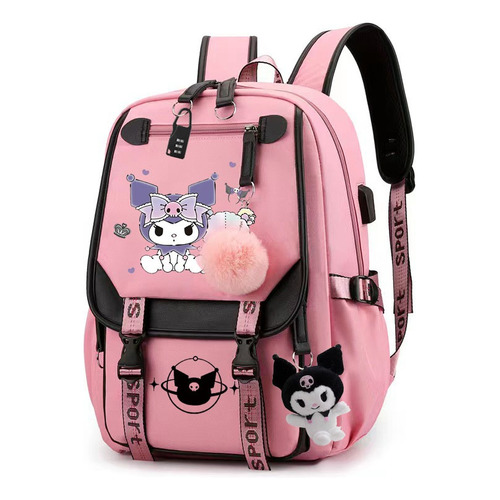 Mochila escolar Kuromi W de gran capacidad, color rosa 1