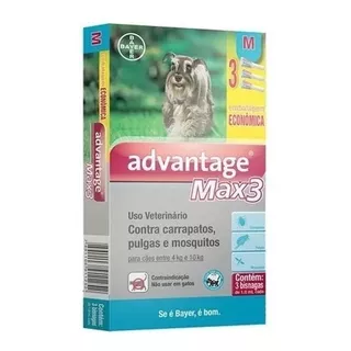 Pipeta Antiparasitário Para Pulga Elanco Advantage Max3 Para Cão De 4kg A 10kg