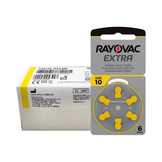 60 Pilas Para Audífono #10 Rayovac Original Americana 1.45v