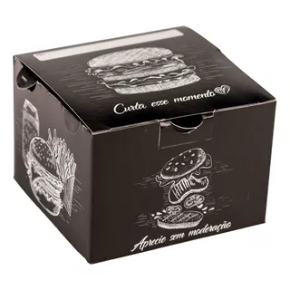 Embalagem Box Gg Para Hamburguer Artesanal 100un Preto