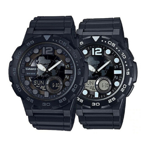 Reloj Casio Aeq-100w-1bvdf Cuarzo Hombre Color de la correa Negro