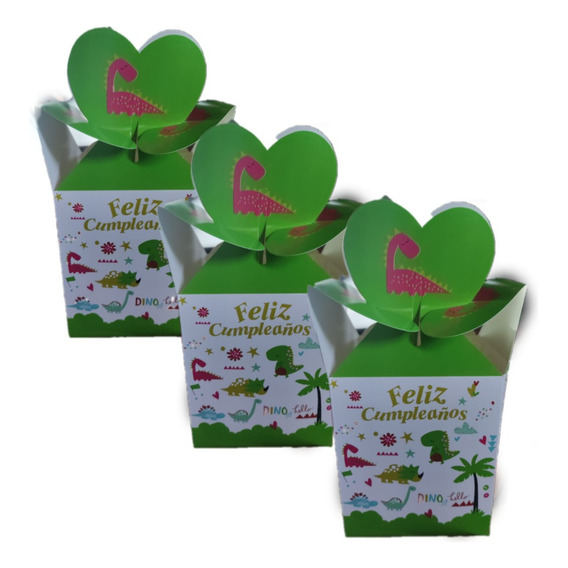  Cajas Para Dulces Sorpresa Diseño Dinosaurios X 6 Unidades 