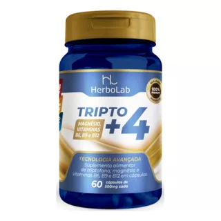 Tripto+ 4 (l-triptofano) 60 Cápsulas 500mg Herbolab Sabor Sem Sabor