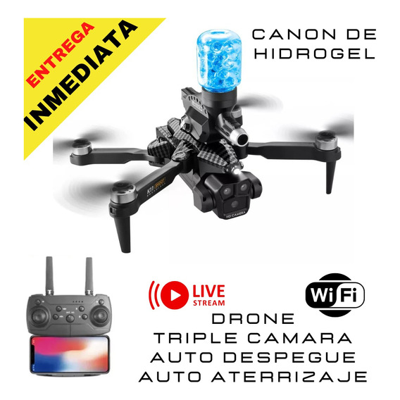 Drone Triple Camara Pistola Hidrogel Blaster Wifi Hd Fpv