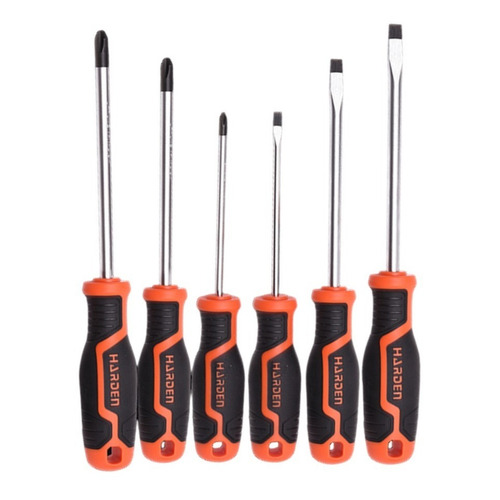 Set Destornilladores 6pcs Planos Y Phillips Imantados Harden