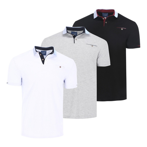 Paquete 3 Playeras Polo Para Hombre Calidad Slim Casual