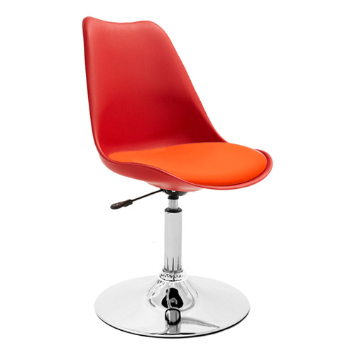 Silla Tulip Eames Para Escritorio Con Base Fija Newmo Roja De Asiento Naranja