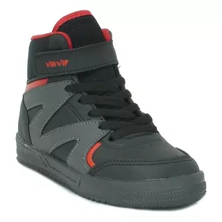 Tênis Infantil Via Vip Cano Medio Preto/vermelho Vv3814