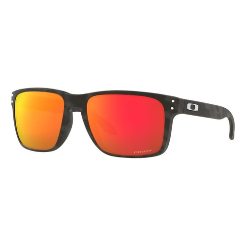 Anteojos de sol Oakley Holbrook XL Extra large con marco de o matter color matte black, lente ruby de plutonite prizm, varilla matte black de o matter - OO9417