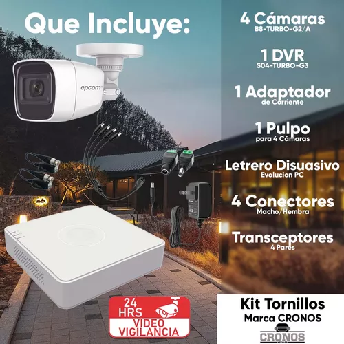 Epcom Kit Camaras De Seguridad Video Vigilancia Metalicas Con
