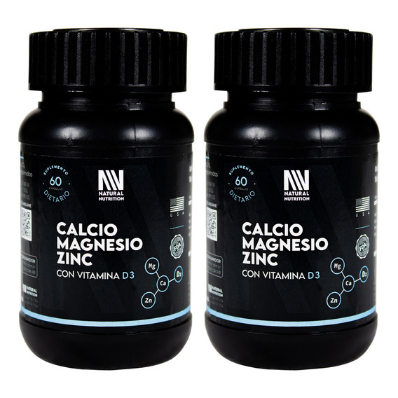 Natural Nutrition X2 Calcio Magnesio Zinc D3 Suplemento 3c