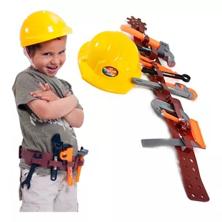 Kit Ferramentas Infantil Engenheiro Com Capacete E Cinto