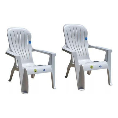 Sillon Reposera Plastico Color Blanco Calidad Uv X2 Unidades