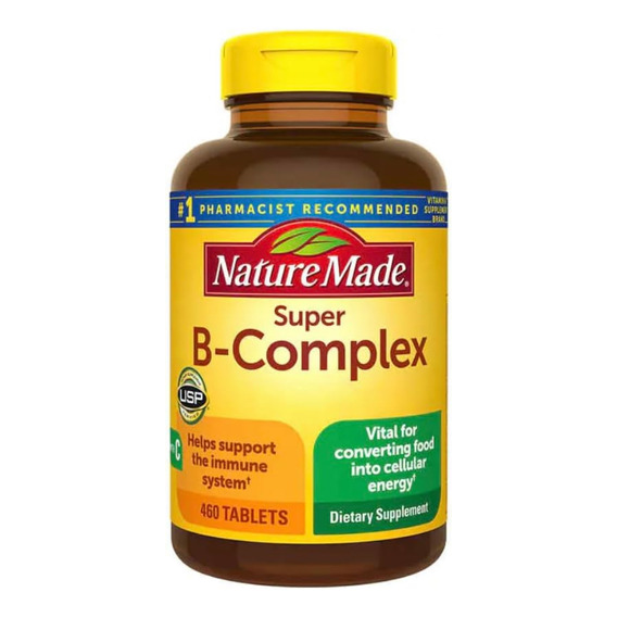 Super B-complex,complejo B,+ Vitamina C, 460 Tabletas