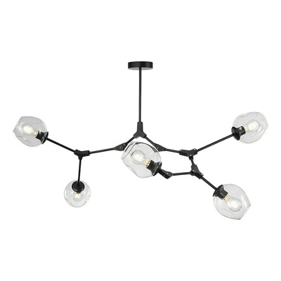  Colgante Ragnar Negro Fume 5 Luces Apto Led E27 Ld Negro