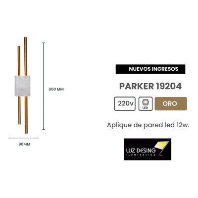 Aplique Pared Parker 19204 Oro Led 12w Deco Moderno Cie