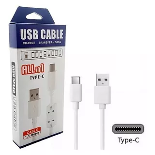 Cable De Datos Usb Tipo C Reforzado Con Filtro Tipo C De 1,5 M, Color Blanco