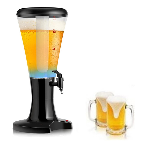 Dispensador De Cerveza De 3 Litros Con Portahielo  Y Luz Led