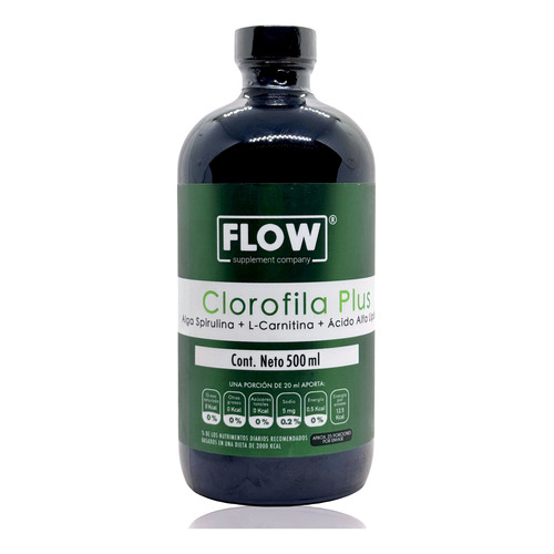 Clorofila Plus Carnitina Acido Alfa Lipoico 500 Ml Flow Sabor Menta