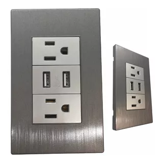 Contacto Toma Corriente Duplex Con 2 Puertos Usb Megaluz 15a Color Gris4