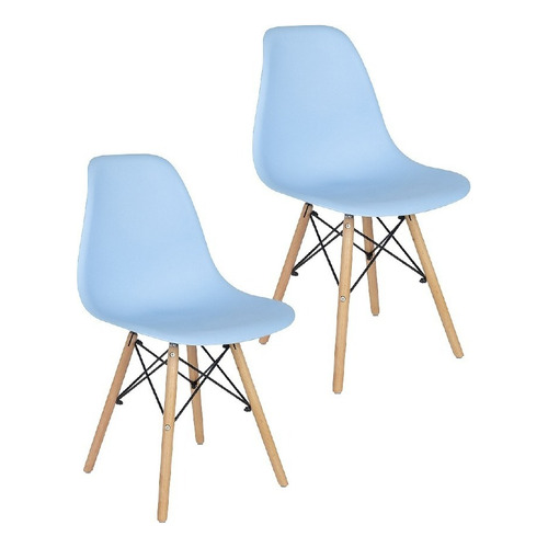 Set De 2 Sillas Holly Estilo Eames Estructura De La Silla Azul