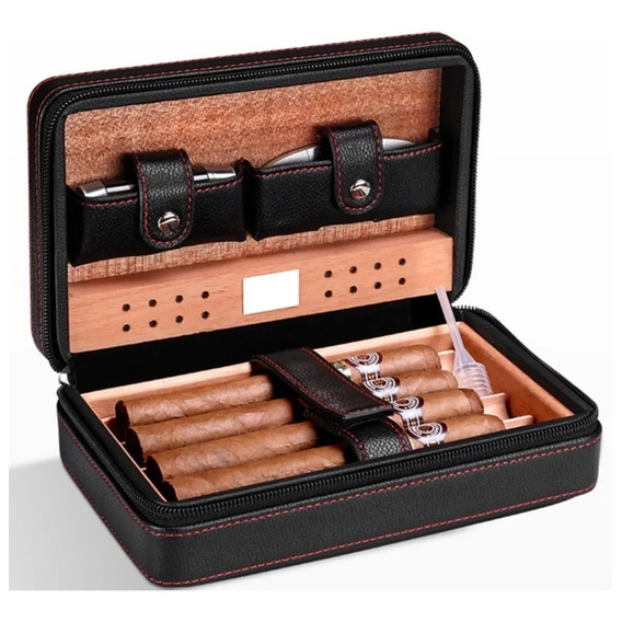 Estuche Portátil De Viaje Humidor Para Puros Habanos De Lujo