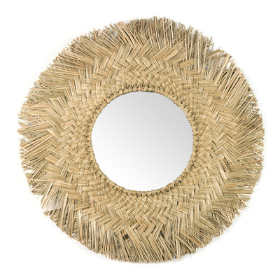 Espejo Circular Seagrass Diseño 70cm Natural Sm03
