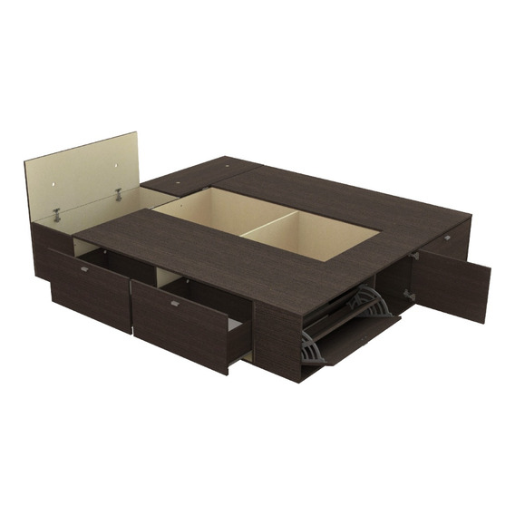 Plataforma Box De Cama Base Sommier 180 Cm Baulera 4 Cajones