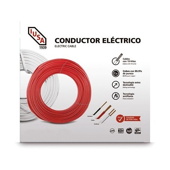 Caja 100 Mts Cable Iusa Verde Thw Cal 8 Awg 100% Cobre