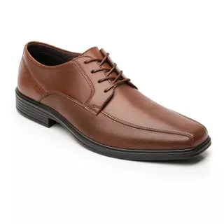 Zapato Derby Plain Toe Flexi Bali 406402 De Piel Tan Diseño Liso 28,5 Mx Para Adultos - Hombre