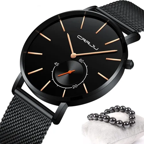 Reloj metalico negro hombre sale