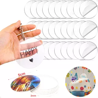 30 Pcs Circulos Acrilico Transparente 2mmx5cm Para Llavero