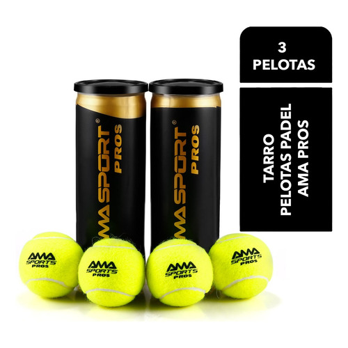 Tarro De Pelotas Padel Ama Pros 3 Un. ( Wpt & Ipf Approval )