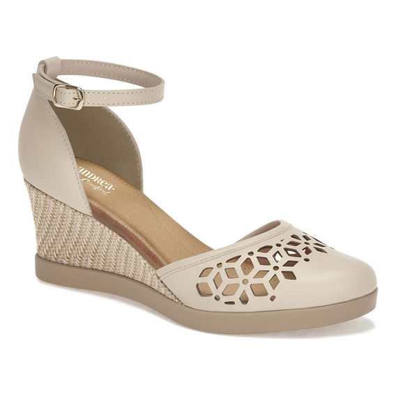 Zapatilla Andrea Con Tacón Corte Laser Dama Beige