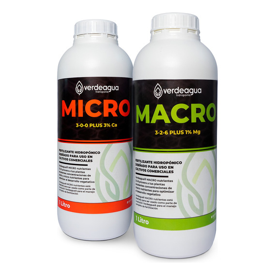 Kit Nutrientes Hidroponia Verdeagua Macro + Micro 1 Litro