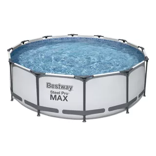 Piscina Estructural Redondo Bestway 56420 Con Capacidad De 10250 Litros De 366cm De Largo X 366cm De Ancho De 3.66m De Diámetro  Gris Diseño Piedra Prismática