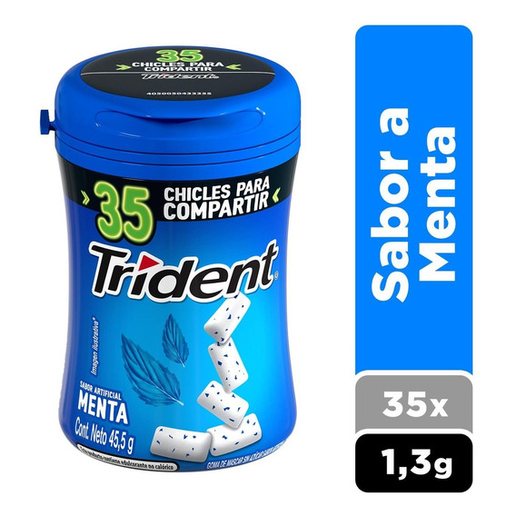 Chicle Trident® Sabor Menta Sin Azúcar 35 Un