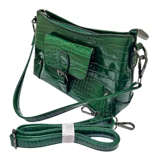 Bolsa Dama Con Asa Pequeña Y Asa Crossbody. Color Verde