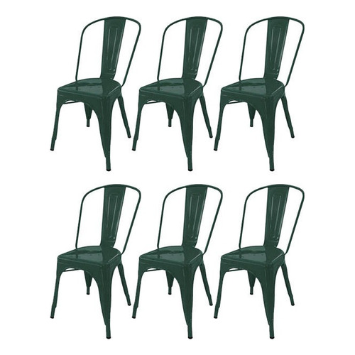 Silla de comedor DeSillas Tolix, estructura color verde oscuro, 6 unidades