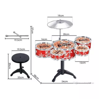Mini Bateria Infantil Musical 5 Tambores Com Banco Jazz Drum
