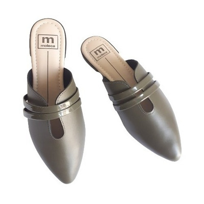 Mule Moleca Feminina Bico Fino Verde Oliva