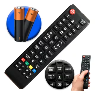 Controle Remoto Para Tv Samsung Smart Hub Universal + Pilha