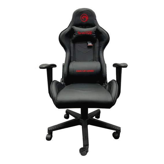 Silla de escritorio Marvo CH-106 gamer ergonómica  negra con tapizado de cuero sintético