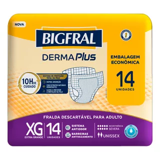 Fraldas Para Adultos Descartáveis Bigfral  Derma Plus Xg X 14 U