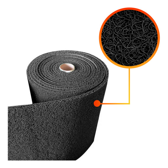 Piso Pvc Limpiapiés 13mmx1.20mx12m Negro Qrubber