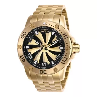 Relógio Invicta Speedway Turbine Banhado 18k 100% Original Correia Dourado Bisel Dourado Fundo Preto