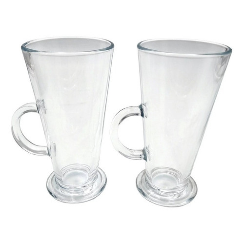 Set 2 Cup Latte Vidrio 450ml Glasso Café Color Transparente